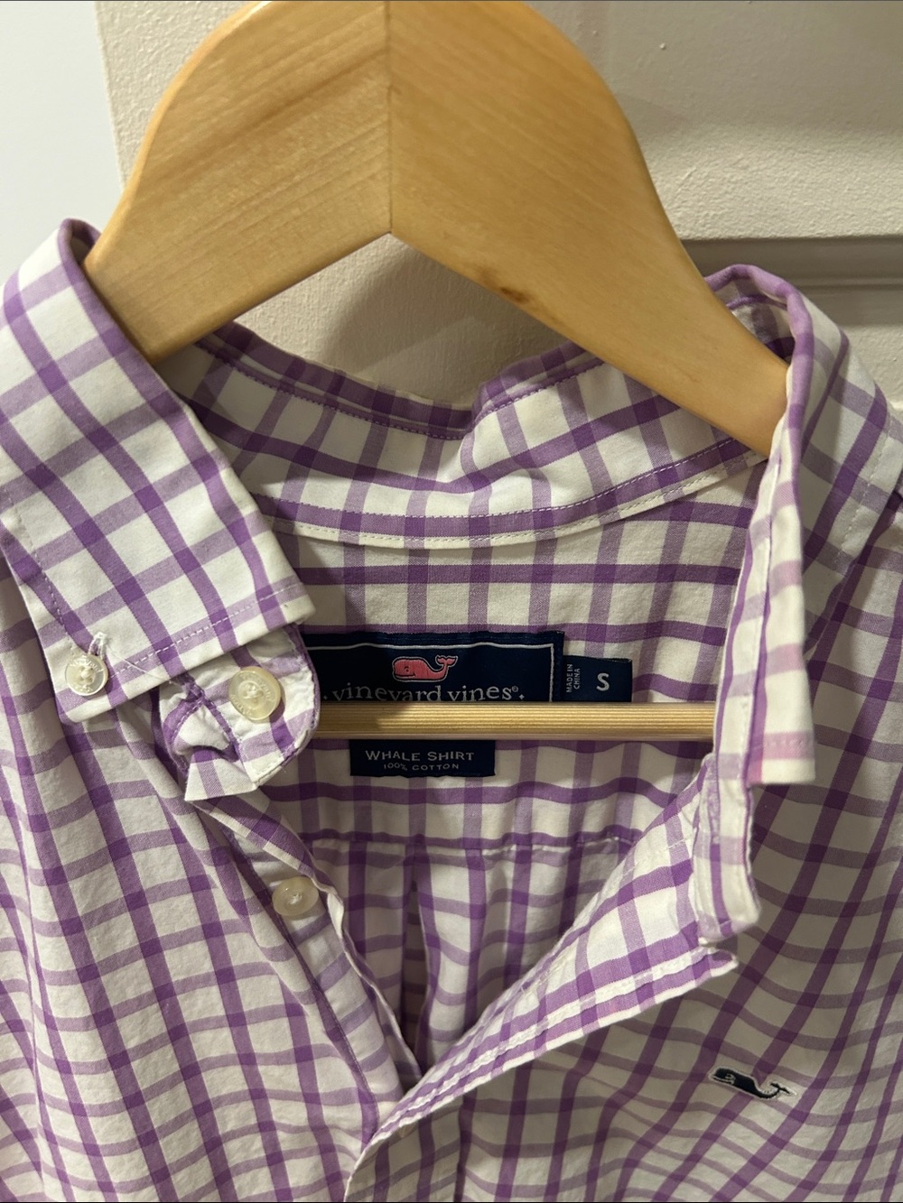 Vineyard Vines Lilac and White Checked Button-Down Shirt